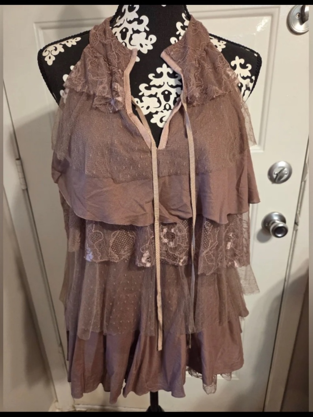 Retails $69! Mori girl cute layered tank top camisole bow Neapolitan aesthetic